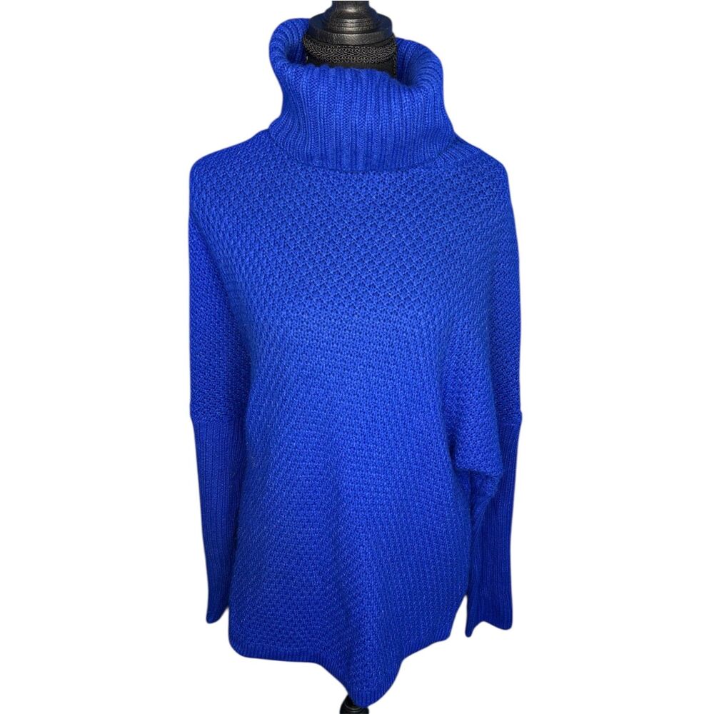 Dorose‎ Womens Royal Blue Cowl Neck Knit Sweater Sz L Chunky Pullover Thick Warm